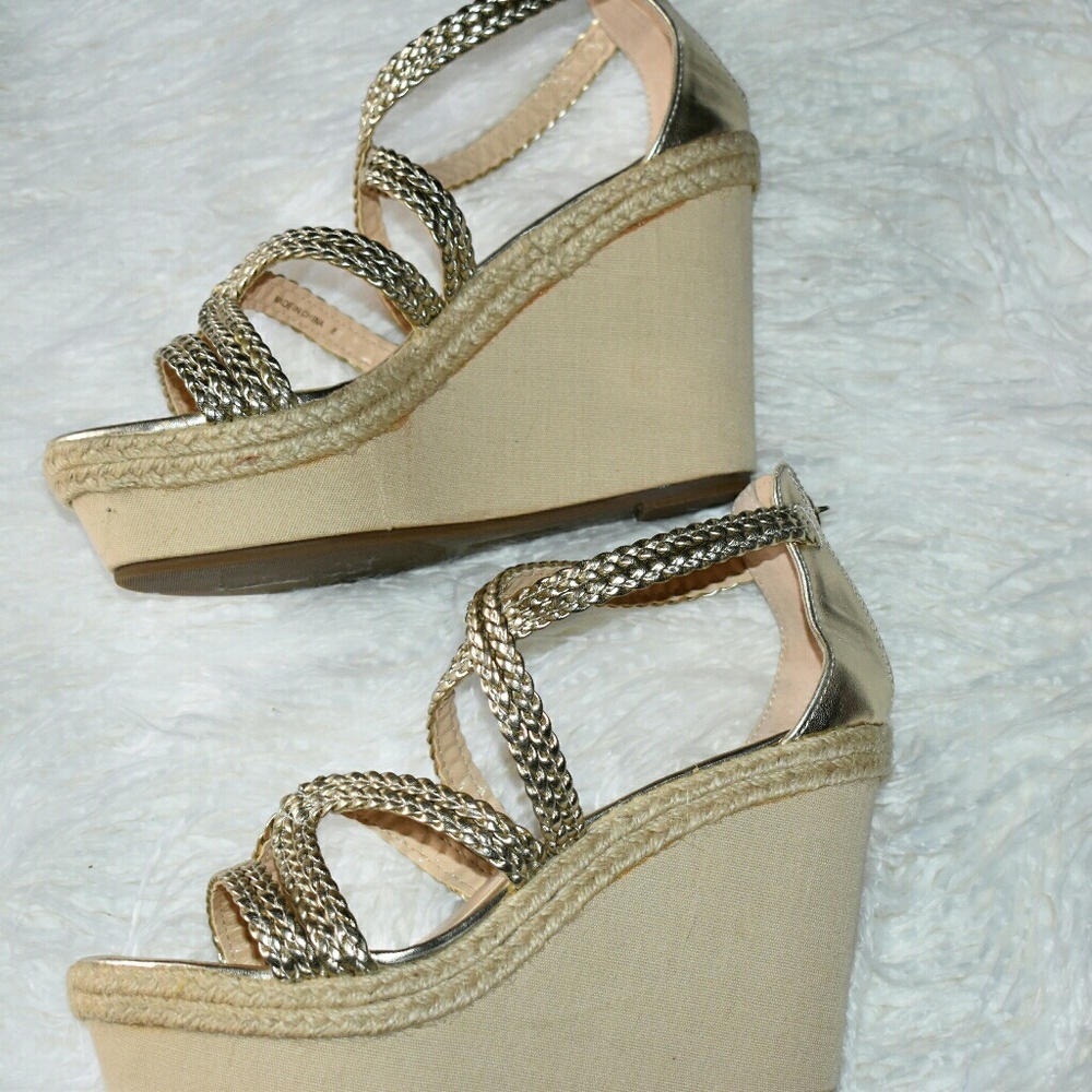 Talbots gold wedge espadrille sandal